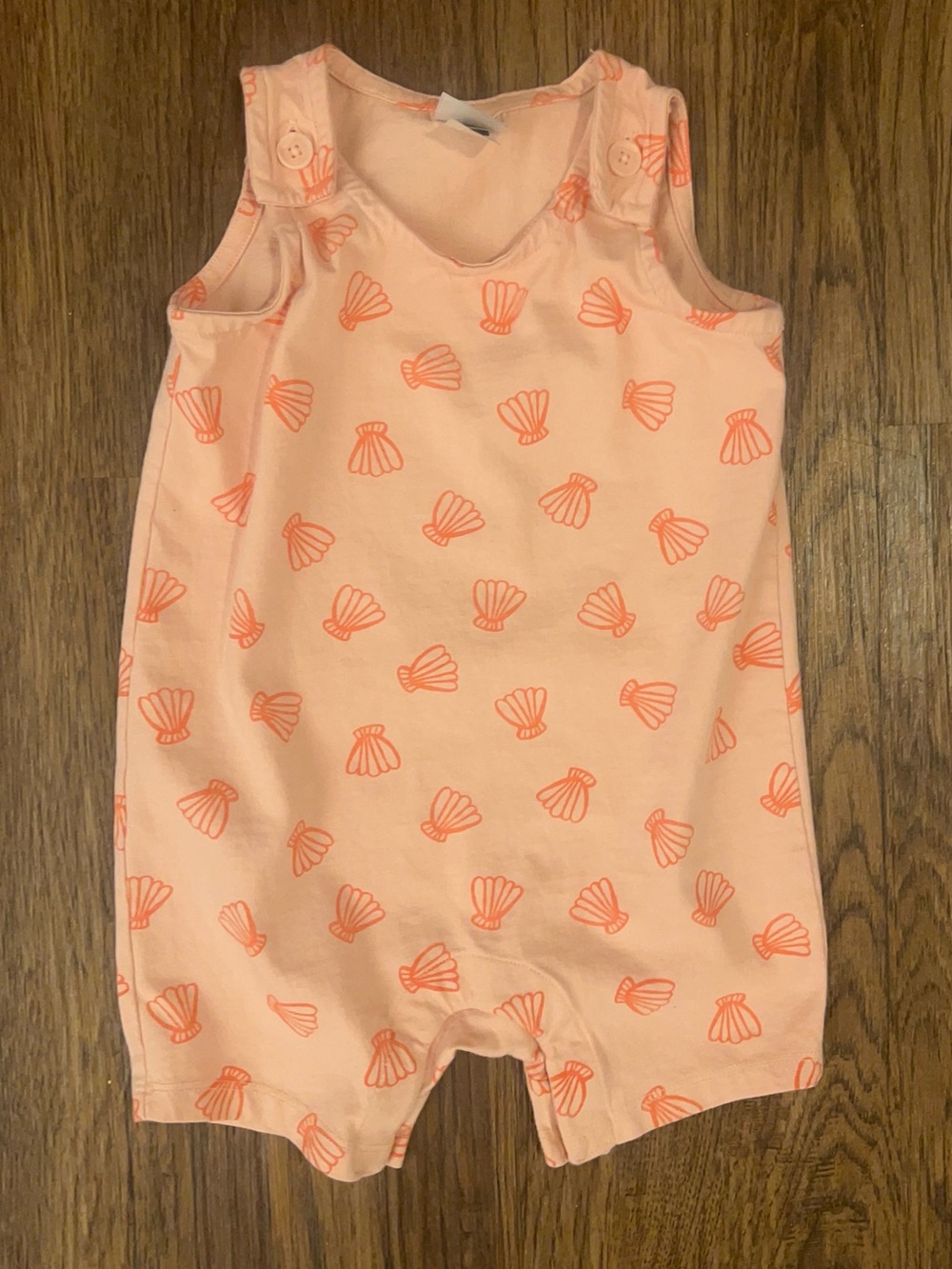 Peach Shell-Print Baby Romper pink peach 2T - Picture 1 of 4
